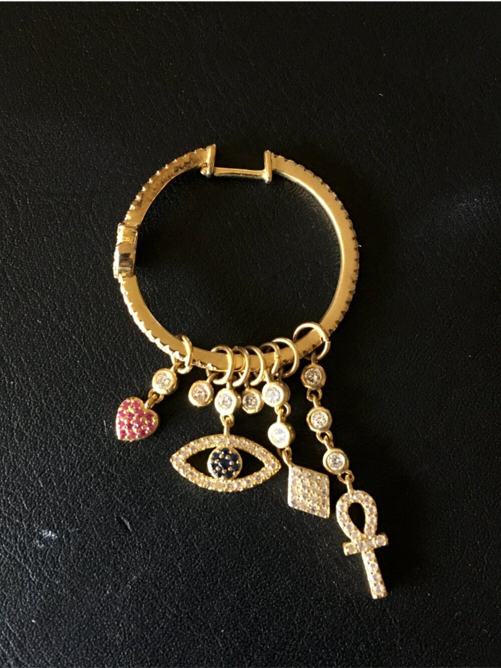Evil Eye Gold Plated Charm Pendant Earring